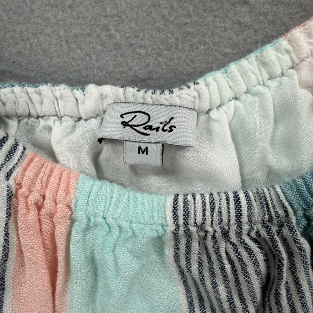 Rails Adora Dress Womens Medium Pastel Blue Peach Highland Stripe Coastal Boho - Picture 10 of 12